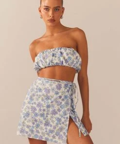 Peppermayo Exclusive Longing For Less Mini Wrap Skirt - Daisy Chain