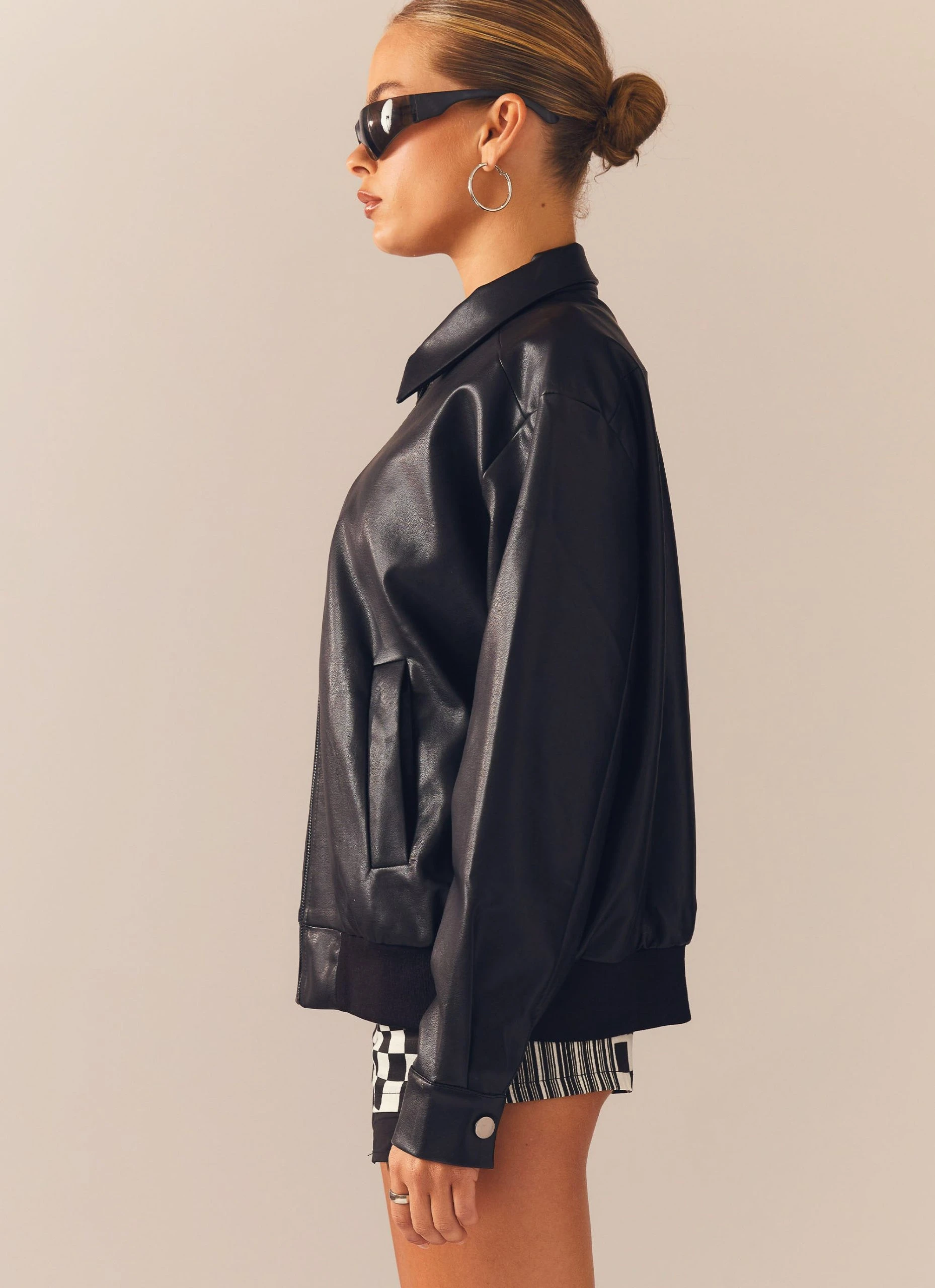 Peppermayo Exclusive Lone Ranger PU Bomber Jacket - Ink 2 Peppermayo Exclusive Lone Ranger PU Bomber Jacket - Ink - Image 2