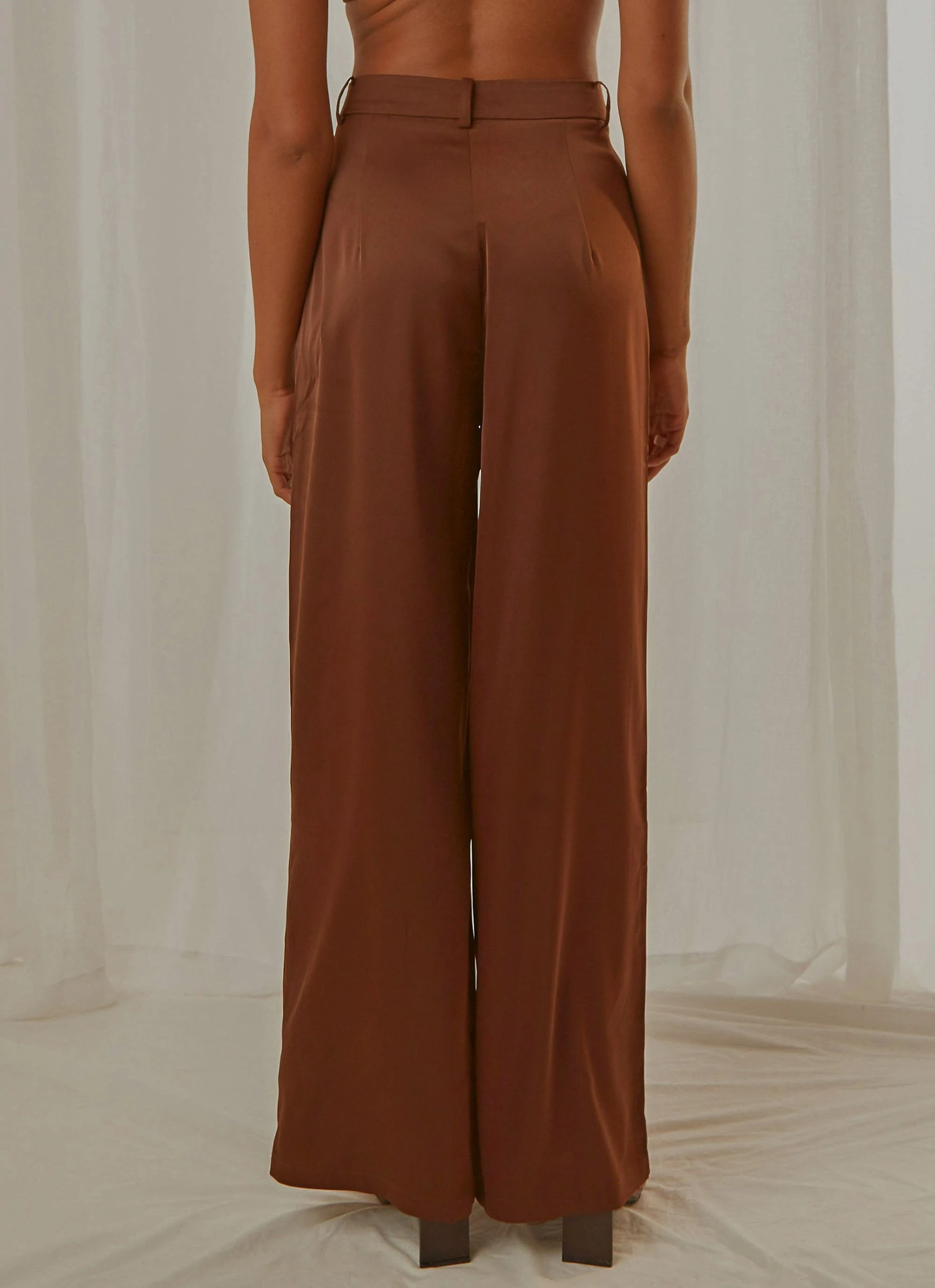 Peppermayo Exclusive Milano Satin Pant - Choc Brown 5 Peppermayo Exclusive Milano Satin Pant - Choc Brown - Image 5