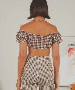 Peppermayo Exclusive Les Deux Crop Top - Choc Brown Gingham -Peppermayo cloth-shop 62391ccaf2a24a6fb8518b1538d0a111 scaled