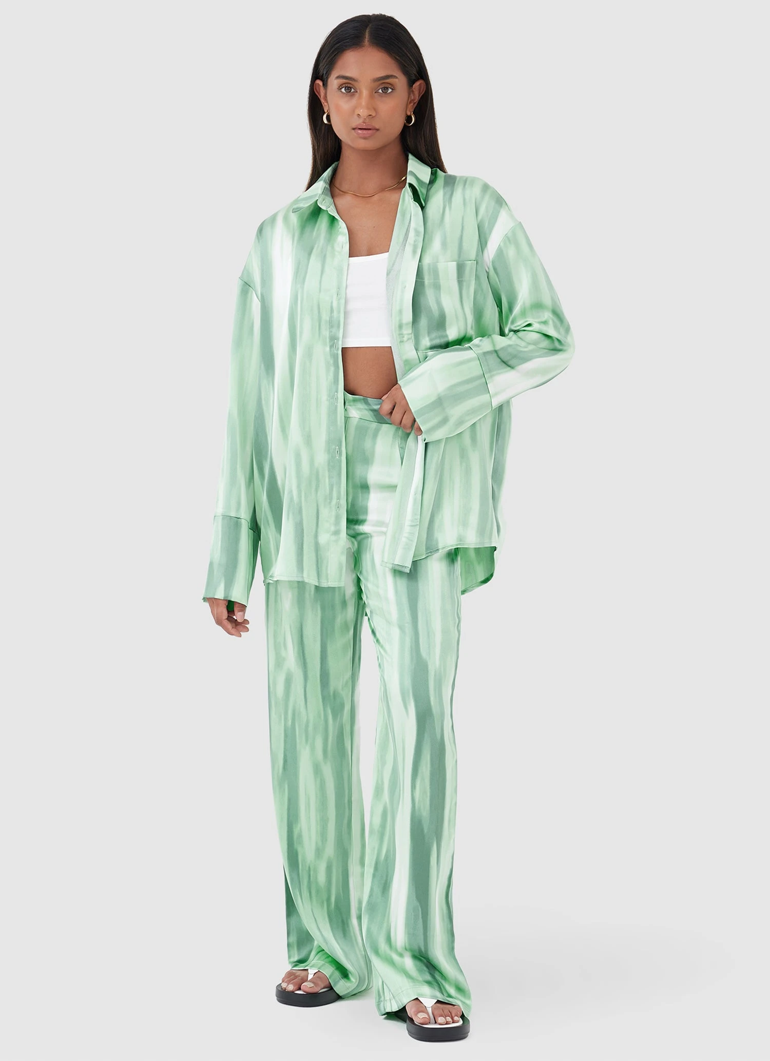 4TH & RECKLESS Norma Shirt - Green Dye Print 4 4TH & RECKLESS Norma Shirt - Green Dye Print - Image 4