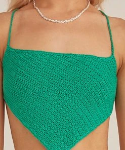 Riley Hubatka X Peppermayo Tan Lines Crochet Crop Top - Green -Peppermayo cloth-shop 63a930dd6bc347018f2bae7773611f2e