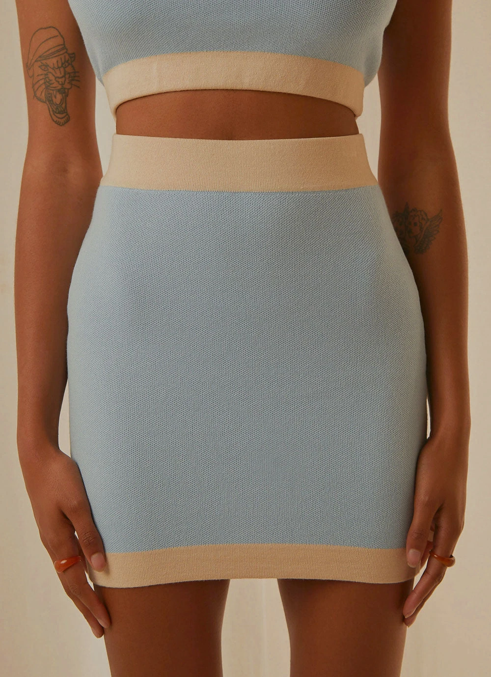 Peppermayo Exclusive Sunday Morning Knit Mini Skirt - Baby Blue 4 Peppermayo Exclusive Sunday Morning Knit Mini Skirt - Baby Blue - Image 4