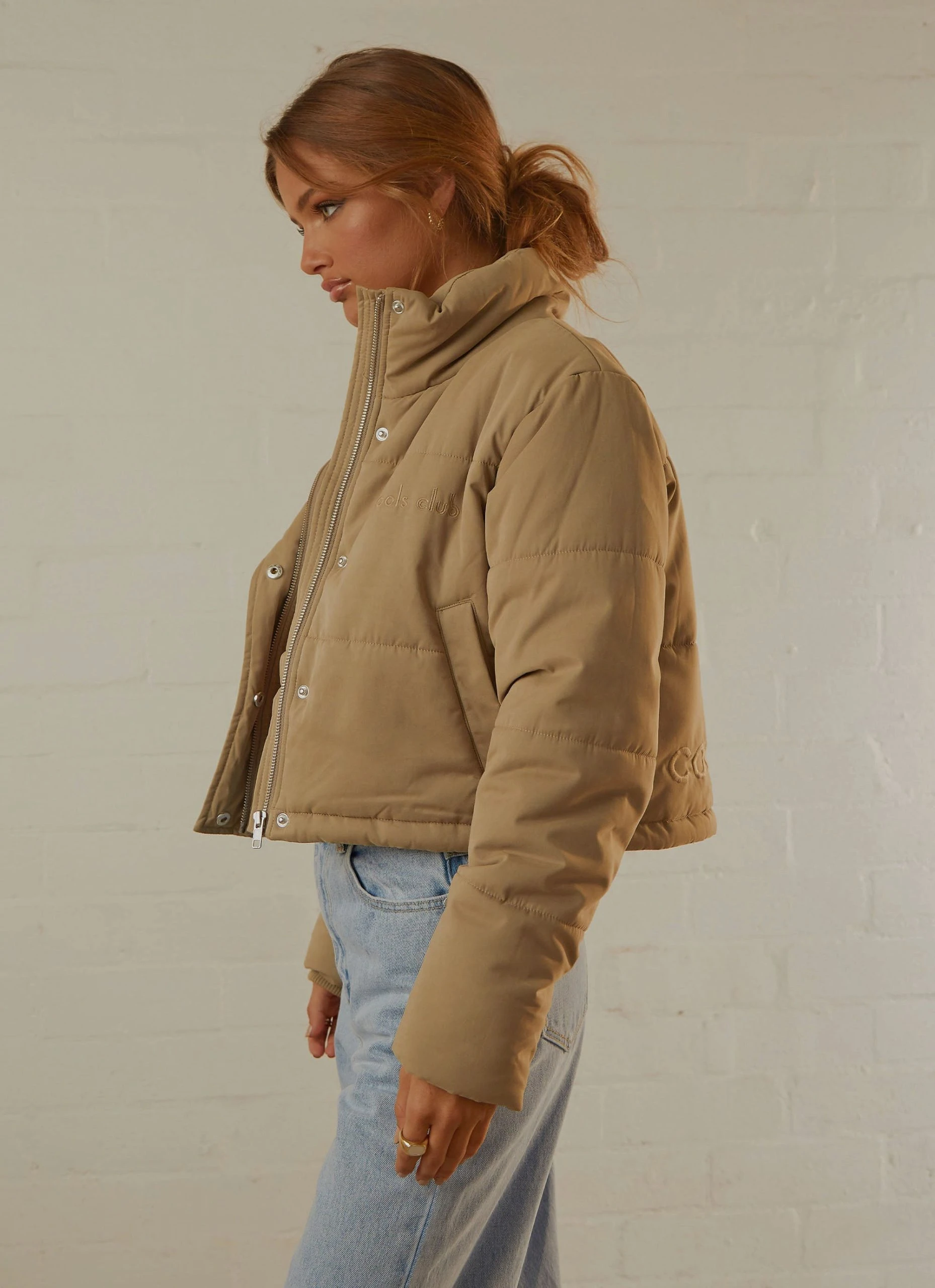 Cools Club Crop Porter Puffer Jacket - Smoke 5 Cools Club Crop Porter Puffer Jacket - Smoke - Image 5