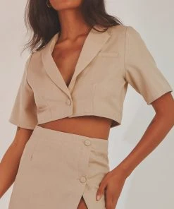 Peppermayo Exclusive New York City Cropped Blazer - Taupe