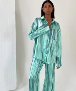 4TH & RECKLESS Norma Shirt - Green Dye Print