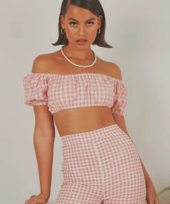 Peppermayo Exclusive Les Deux Crop Top - Pink Gingham