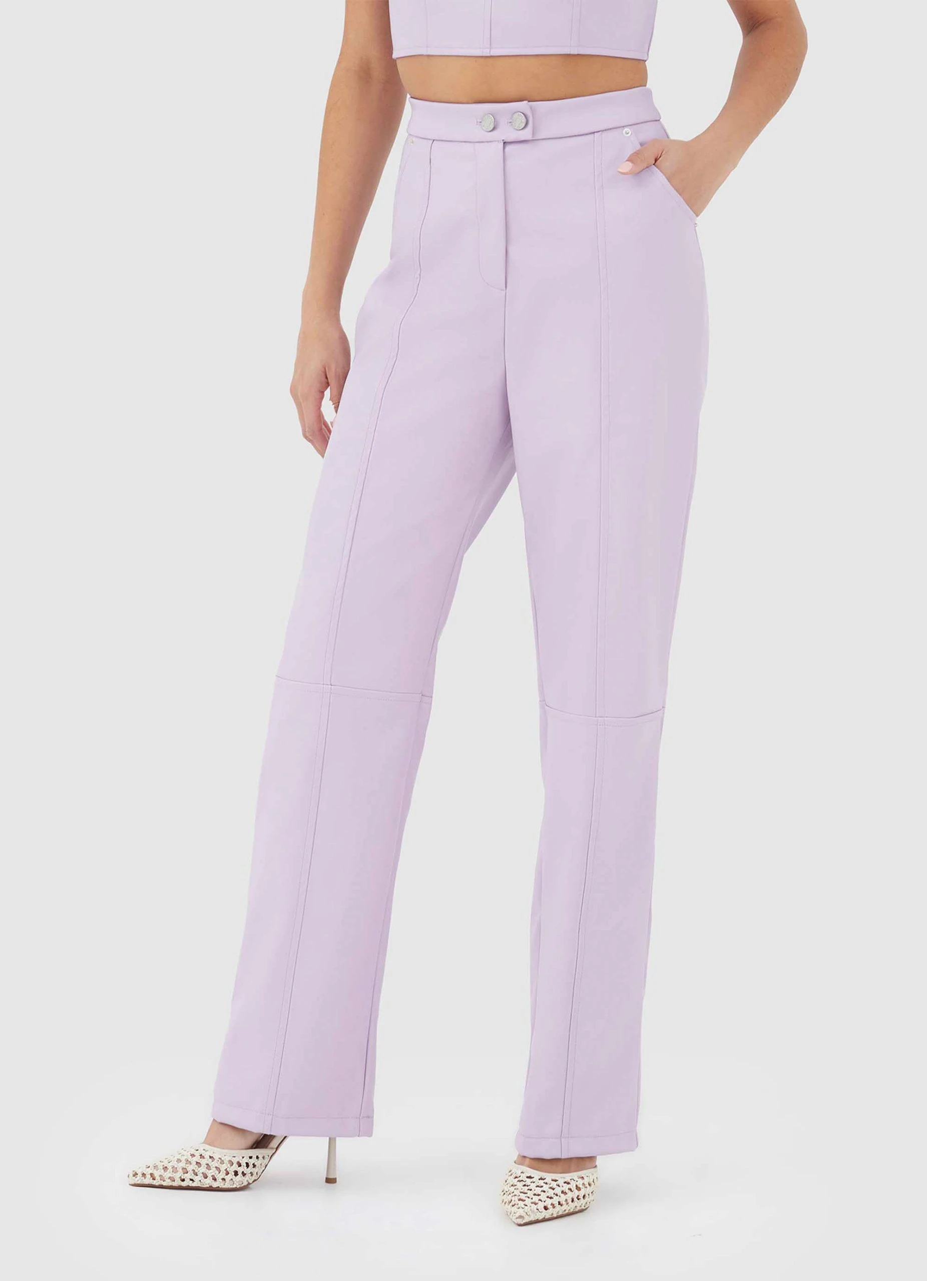 4TH & RECKLESS Tropez Leather Trouser Pant - Lilac 3 4TH & RECKLESS Tropez Leather Trouser Pant - Lilac - Image 3