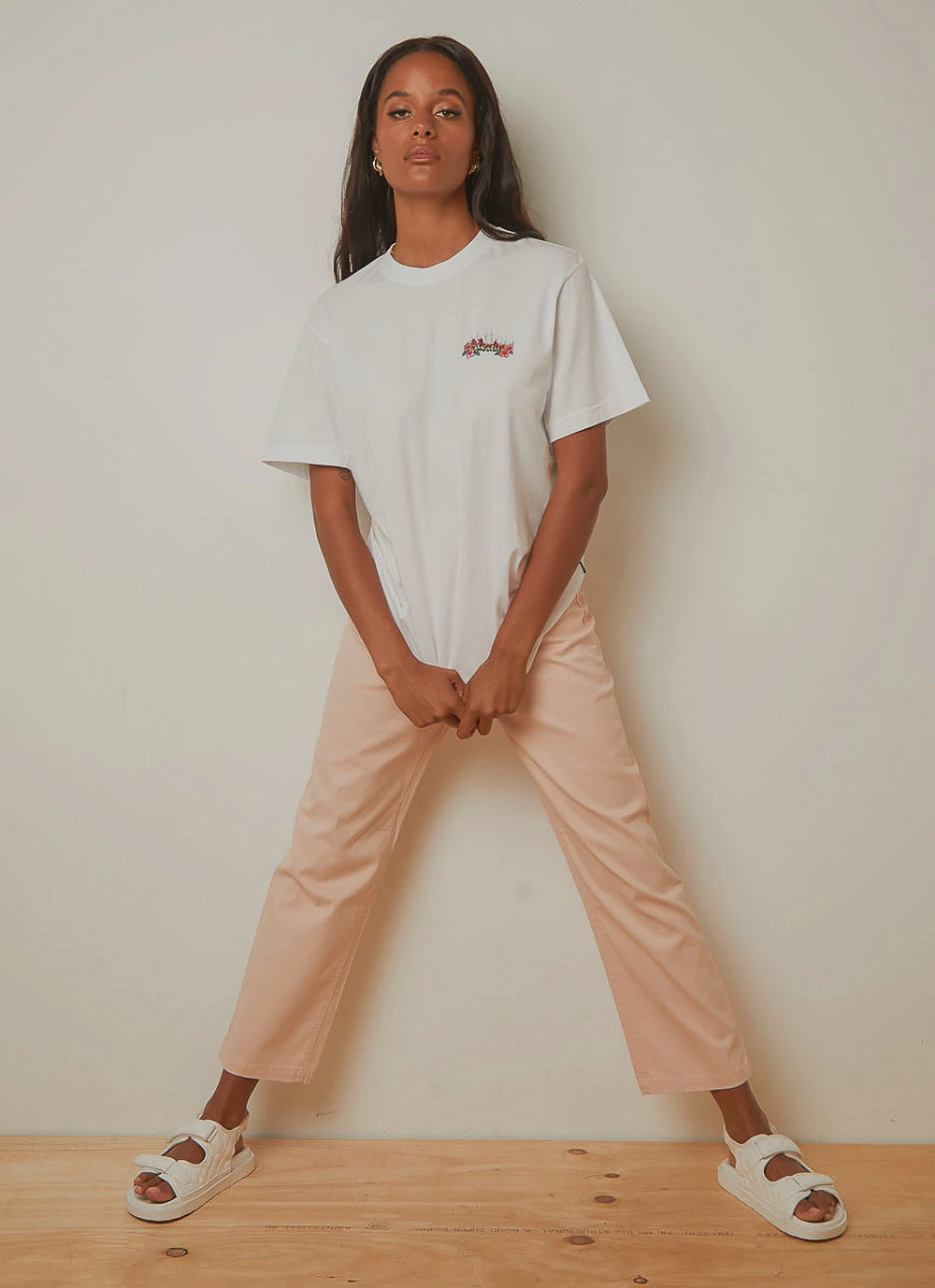 Afends Shelby Hemp High Waist Wide Leg Pant - Ash Pink 2 Afends Shelby Hemp High Waist Wide Leg Pant - Ash Pink - Image 2