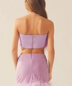 Peppermayo Exclusive The Night Is Ours Feather Crop - Lilac Love -Peppermayo cloth-shop 78f63b2755a24e1989e96aba022f00c5