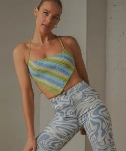 Peppermayo Exclusive Cancun Crochet Halter Top - Blue Green