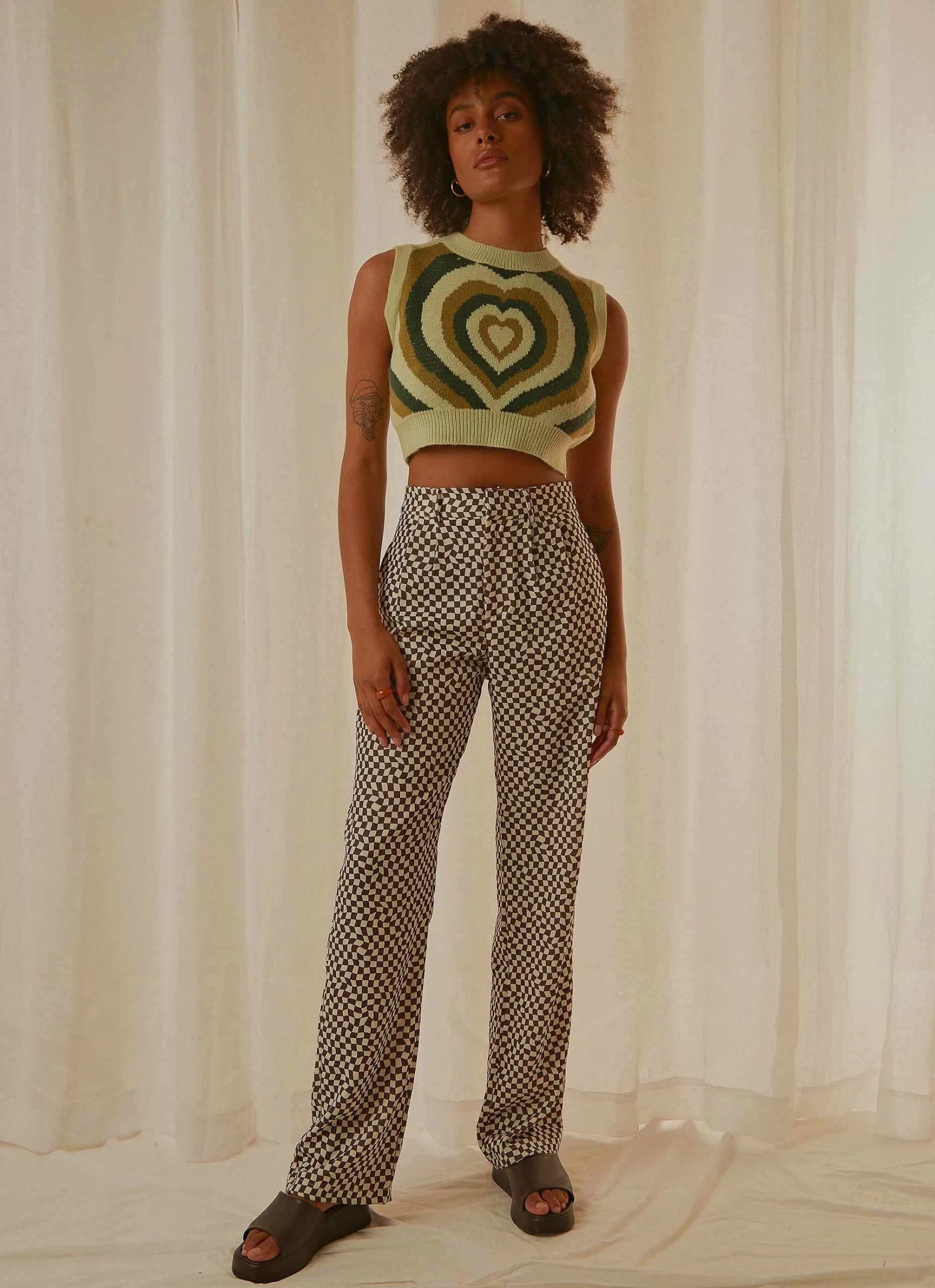 Peppermayo Exclusive Set The Tone Suit Pants - Choc Warped Check 2 Peppermayo Exclusive Set The Tone Suit Pants - Choc Warped Check - Image 2