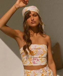 Peppermayo X Rikki Day Sardinia Linen Bustier Top - Oceanus