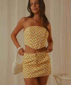 Peppermayo Exclusive Luisa Mini Skirt - Yellow Check