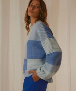 Peppermayo Exclusive Tulum Nights Knit Jumper - Blue Patchwork -Peppermayo cloth-shop 8307193ebe3043b1beb2370011b82167 scaled