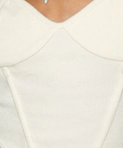 Peppermayo Exclusive Jaide Organic Cotton Rib Corset Top - Ivory -Peppermayo cloth-shop 86417ffb78484184ac53d68486b6b722