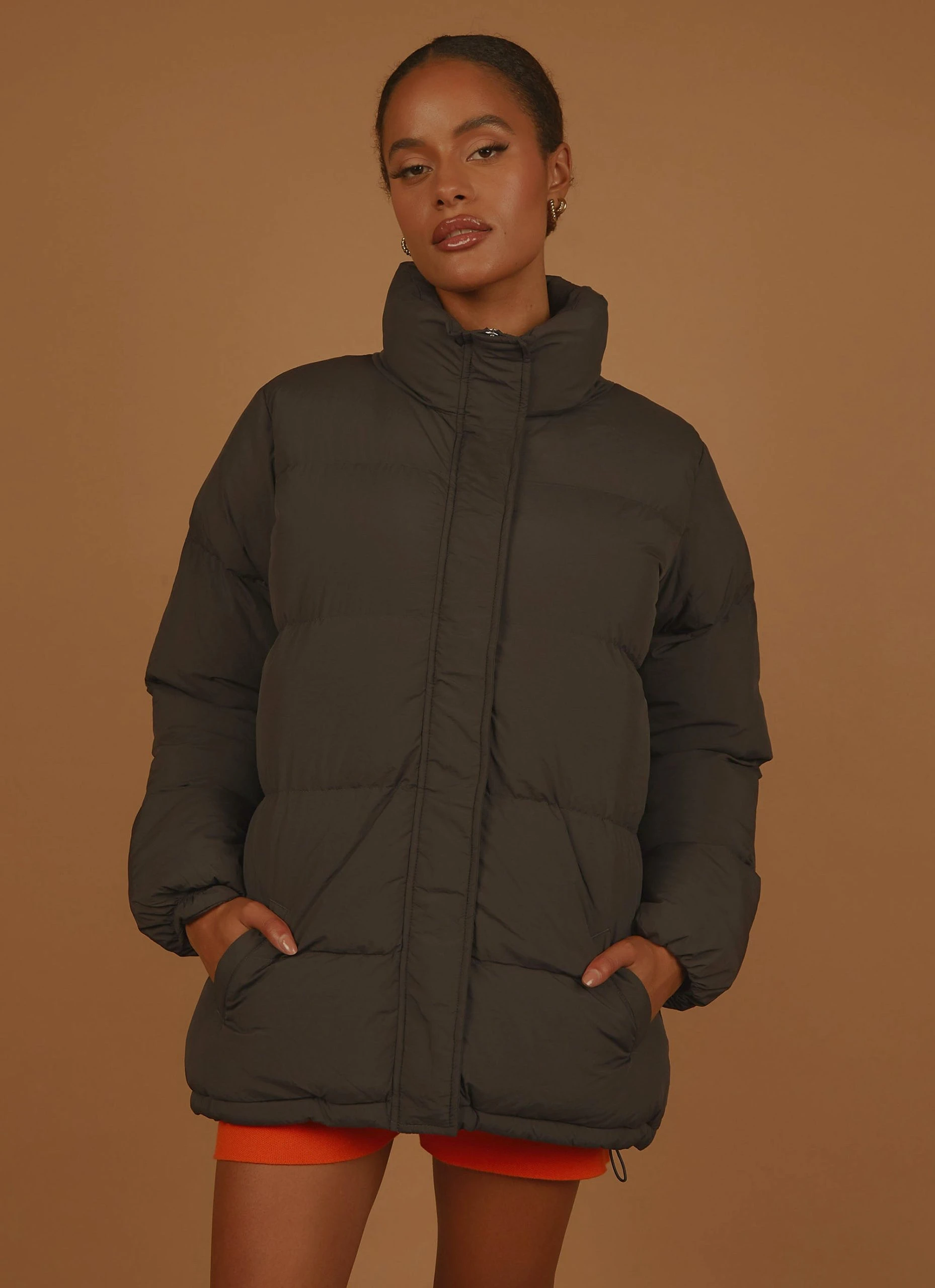 Nude Lucy Topher Longline Puffer - Coal 3 Nude Lucy Topher Longline Puffer - Coal - Image 3