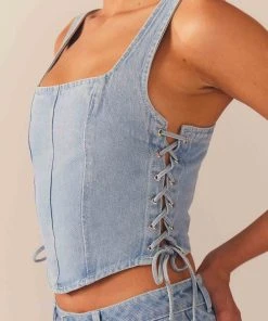 Peppermayo Exclusive Giddy Up Denim Bustier Top - Subdued Blue -Peppermayo cloth-shop 87eee4398baa40458e767445b73ac3c9 scaled