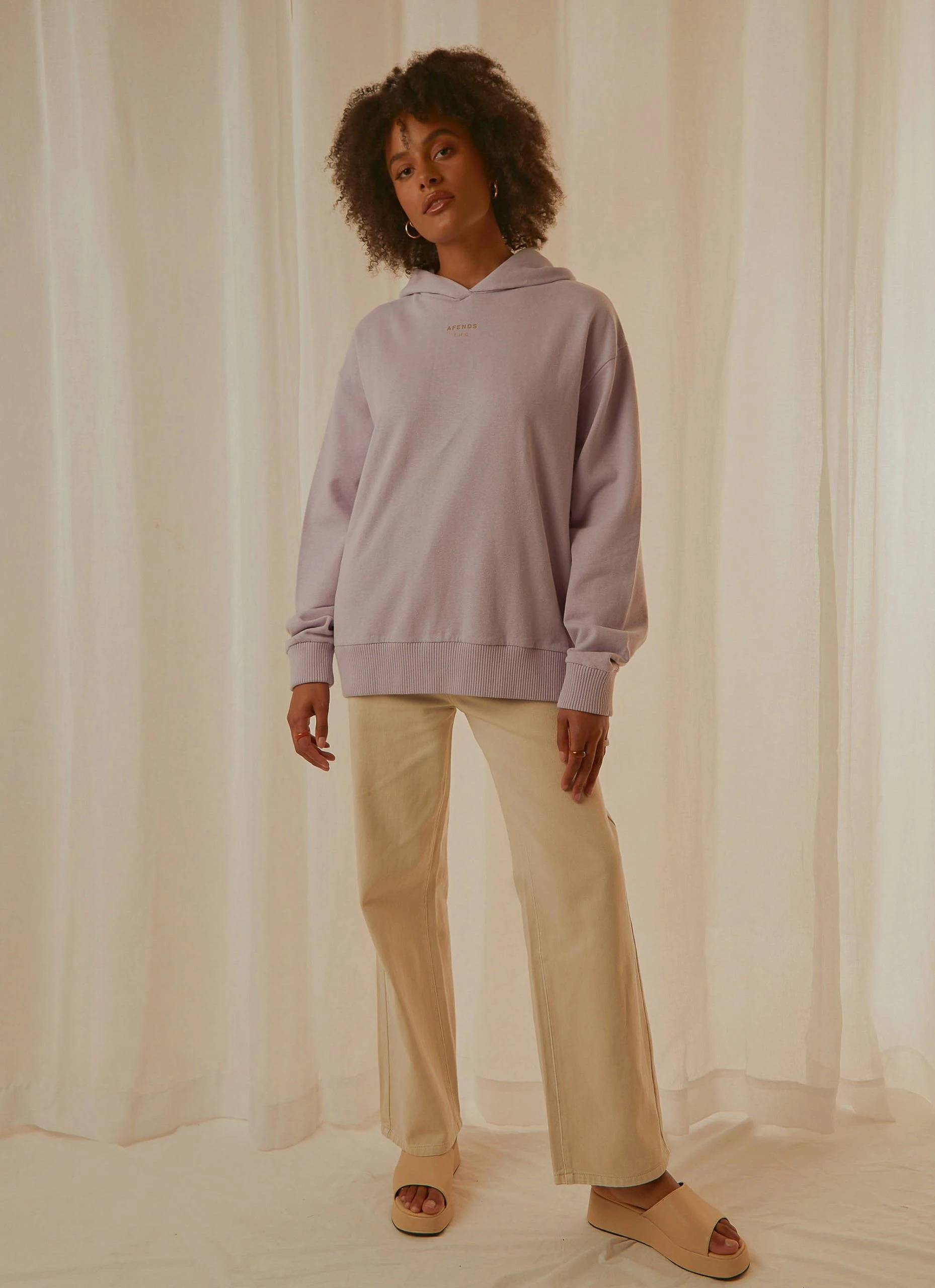 Afends Revolve Hemp Oversized Pull On Hood - Lilac 2 Afends Revolve Hemp Oversized Pull On Hood - Lilac - Image 2