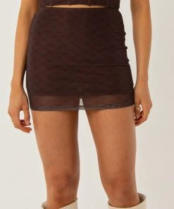 Peppermayo Exclusive Abbie Print Mini Skirt - Chocolate Monogram -Peppermayo cloth-shop 8ea495a22cef44c88505fd930a290d0c