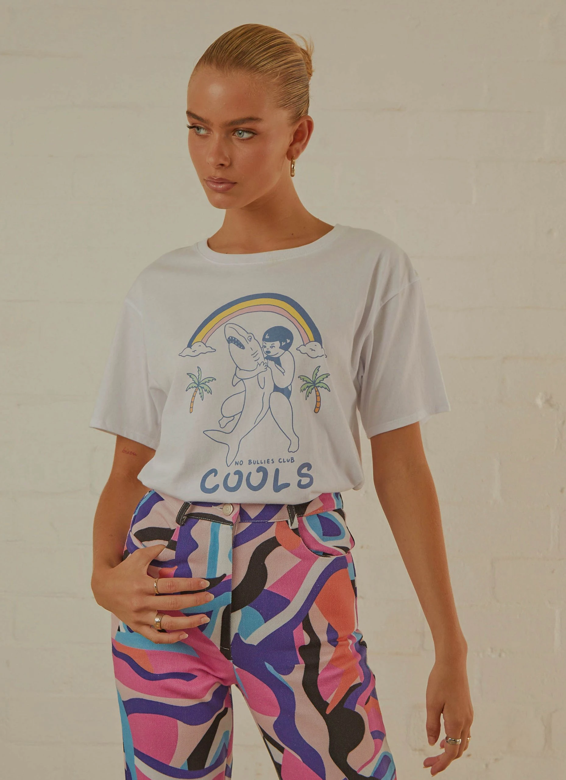 Cools Club No Bullies Tee - White 1 Cools Club No Bullies Tee - White