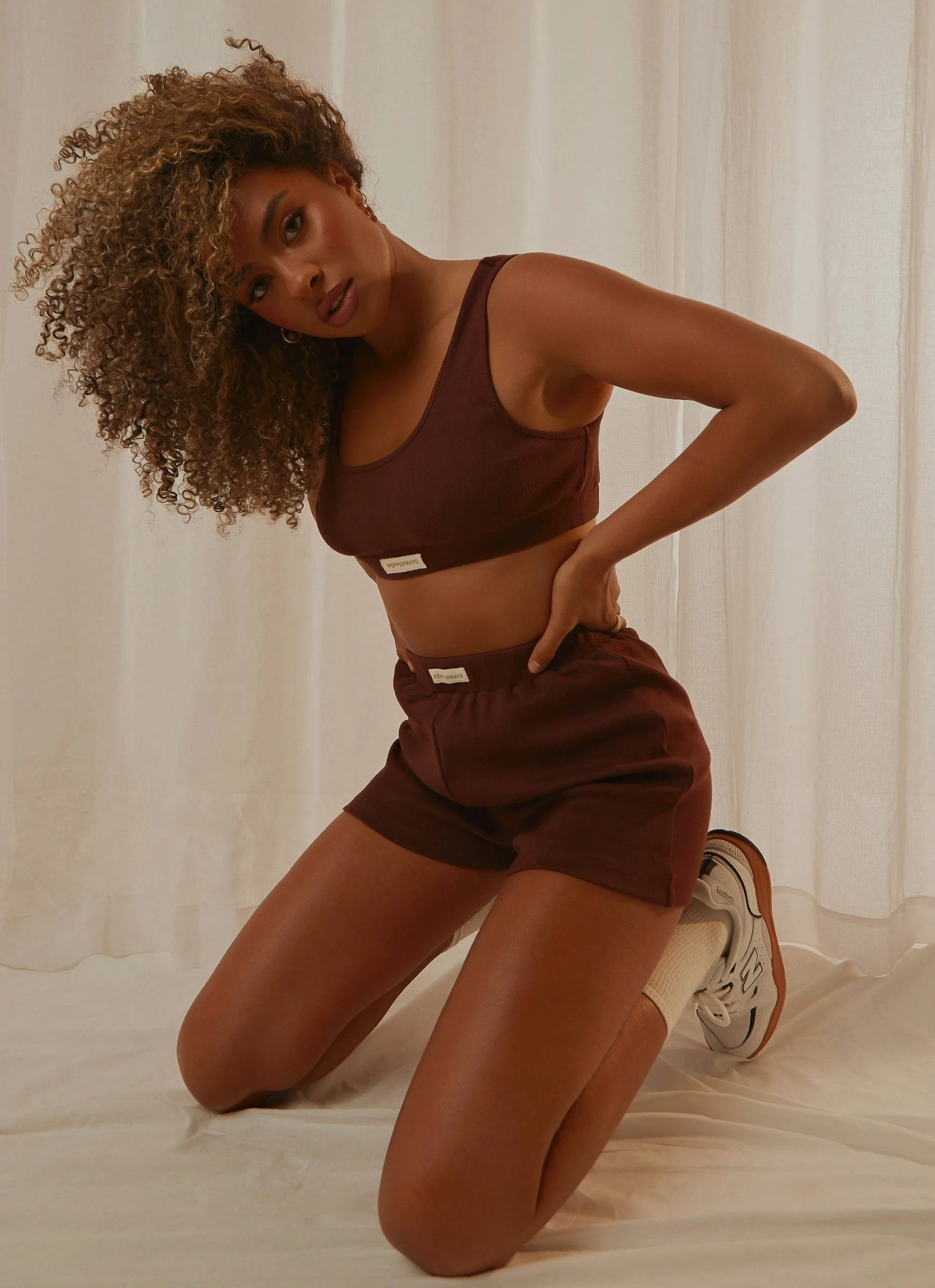 Peppermayo Exclusive PM Basic Organic Cotton Shorts - Choc Brown 2 Peppermayo Exclusive PM Basic Organic Cotton Shorts - Choc Brown - Image 2