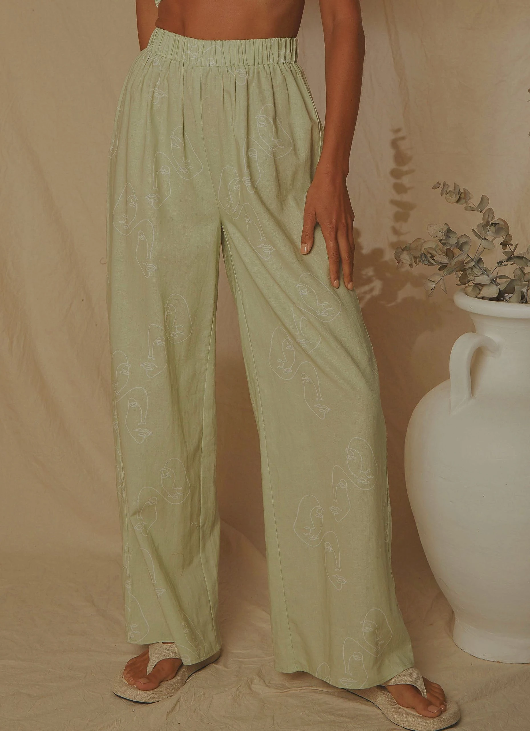 Peppermayo Exclusive Isola Linen Pants - Sage 3 Peppermayo Exclusive Isola Linen Pants - Sage - Image 3