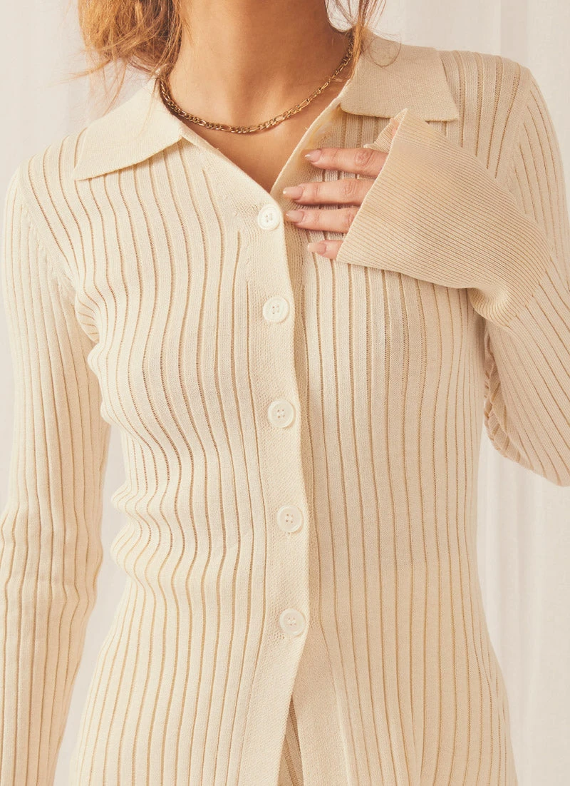 Peppermayo Exclusive Ice Kissed Rib Knit Cardigan - Oatmeal 6 Peppermayo Exclusive Ice Kissed Rib Knit Cardigan - Oatmeal - Image 6