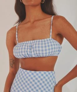 Peppermayo Same Love Crop Top - Blue Gingham