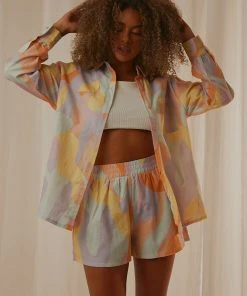 Peppermayo Exclusive Emme Linen Shirt - Pastel Wave