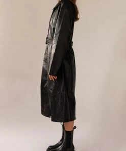 Peppermayo Exclusive Power Mood PU Trench Coat - Black -Peppermayo cloth-shop 95df1cd9f923444b9a76f43abe8b0132