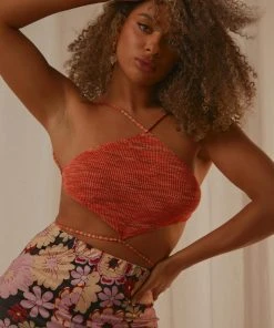 Peppermayo Love Race Halter Top - Orange