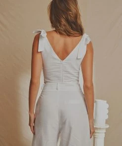 National Breast Cancer Foundation X Peppermayo Parisian Life Linen Bustier Crop - White -Peppermayo cloth-shop 9c1494336205434a9fe99761f102524a