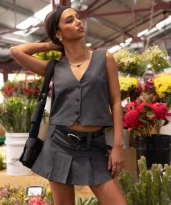 Silk X Peppermayo Cartwright Vest Top - Gunmetal Grey