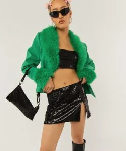 Peppermayo Exclusive Maddy Faux Fur Jacket - Jade Green -Peppermayo cloth-shop BadHabits Reshoots 15