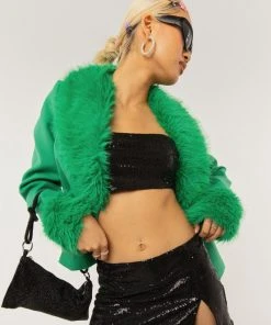Peppermayo Exclusive Maddy Faux Fur Jacket - Jade Green -Peppermayo cloth-shop BadHabits Reshoots 17
