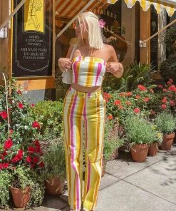 Riley Hubatka X Peppermayo Estate Pants - Sunset Stripe -Peppermayo cloth-shop Cropped cheridan.taylor RefreshmentsBustierTopxEstatePants2 scaled