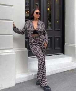 Riley Hubatka X Peppermayo Cobain Crop Shirt - Chocolate Geo