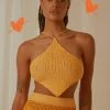 Peppermayo Exclusive Summer Crush Crochet Halter Top - Mango