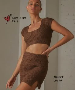 Peppermayo Exclusive Love Like This Crochet Crop - Choc Brown -Peppermayo cloth-shop EcomThumbGraphics Laura 2 scaled