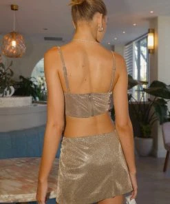 Peppermayo Exclusive Champagne Pop Crop Top - Antique Gold -Peppermayo cloth-shop Midnight soiree ECOM CROPS 274 scaled