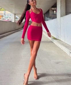 Peppermayo Exclusive Sienna Mesh Halter Top - Magenta