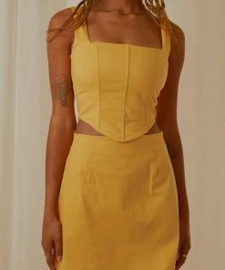 Peppermayo Exclusive Pastel Skies Bustier Top - Mango