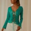 Peppermayo Exclusive Parisian Balcony Tie Top - Jade Green