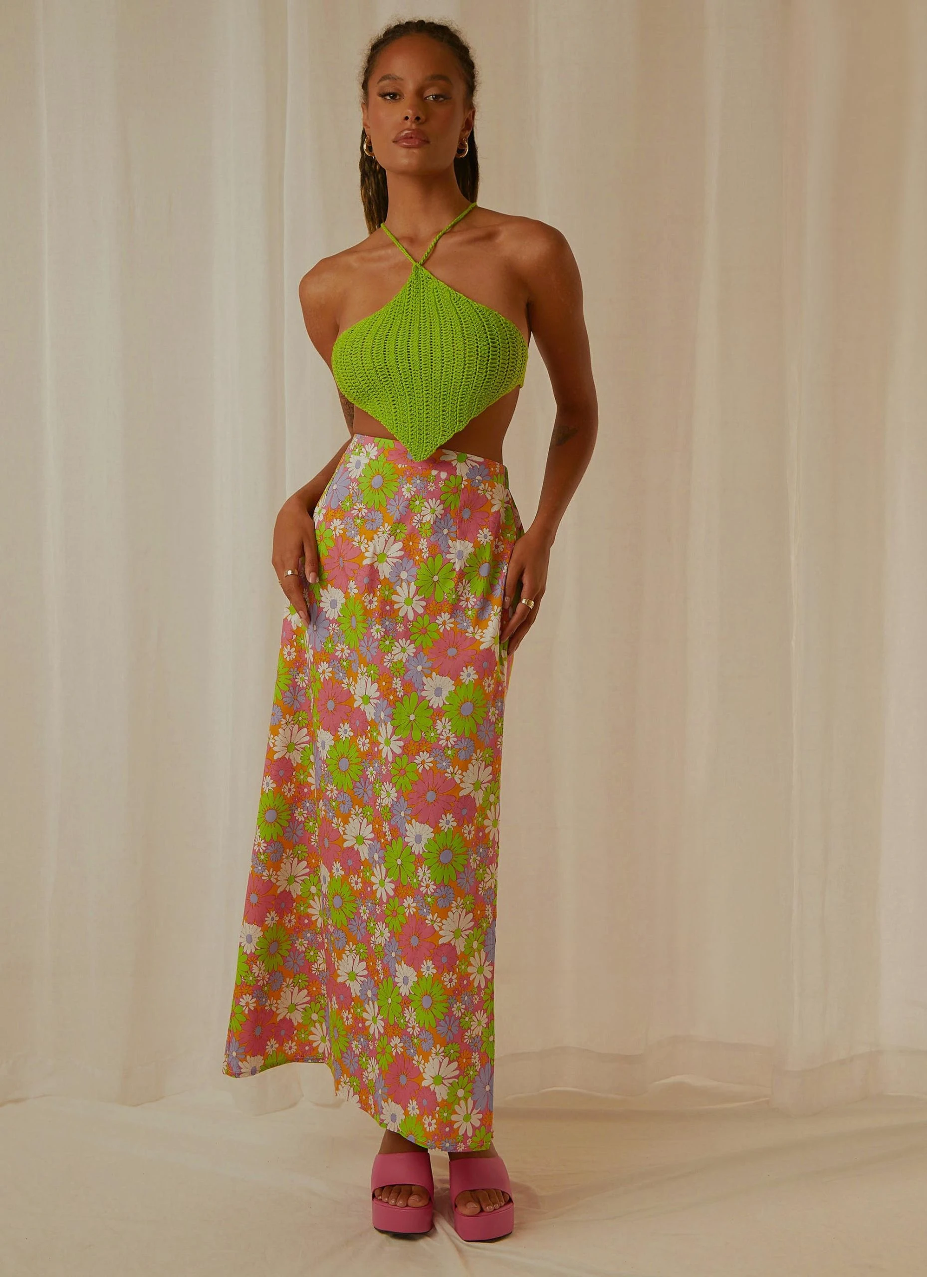 Peppermayo Exclusive Summer Crush Crochet Halter Top - Lime Green 3 Peppermayo Exclusive Summer Crush Crochet Halter Top - Lime Green - Image 3