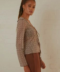 Peppermayo Exclusive Parisian Balcony Tie Top - Choc Logomania -Peppermayo cloth-shop Peppermayo Jenaya 7.2.22 P4 3 scaled