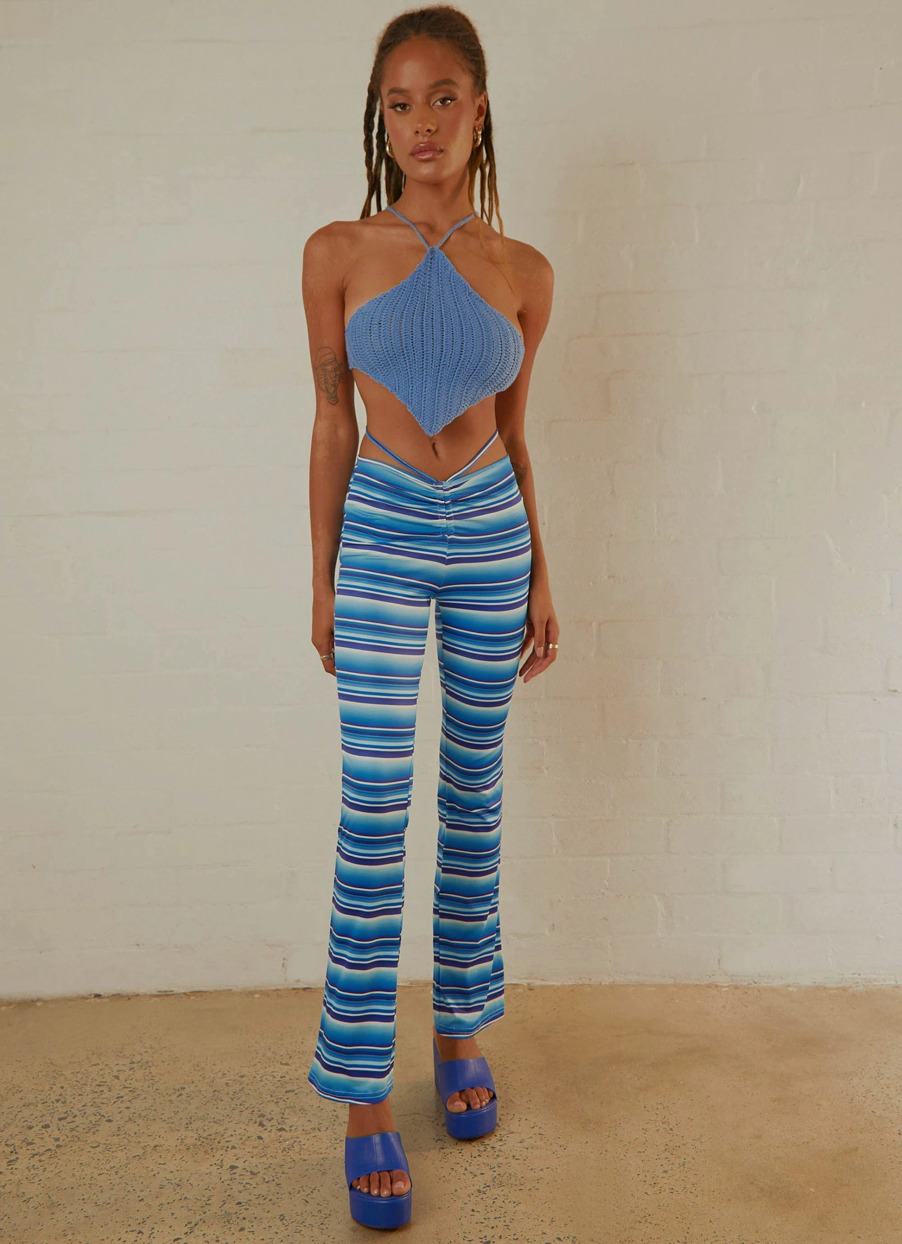 Peppermayo Take A Trip Pants - Blue Stripe 2 Peppermayo Take A Trip Pants - Blue Stripe - Image 2