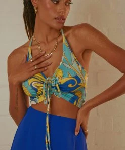 Peppermayo Can't Stop The Beat Crop - Blue Paisley