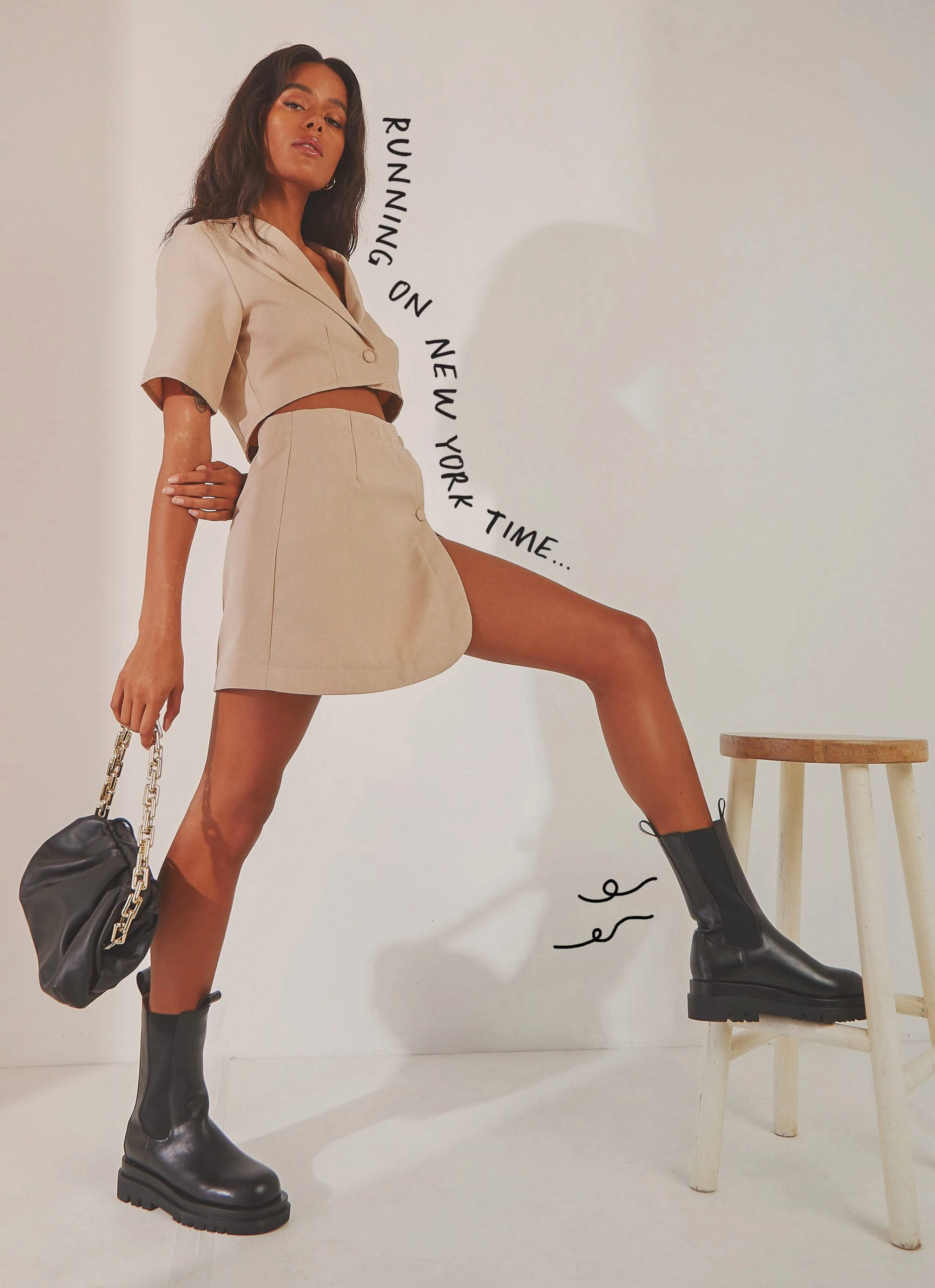 Peppermayo Exclusive New York City Skirt - Taupe 1 Peppermayo Exclusive New York City Skirt - Taupe