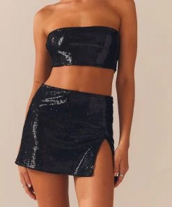 Peppermayo Exclusive Emma Sequin Mini Skirt - Black